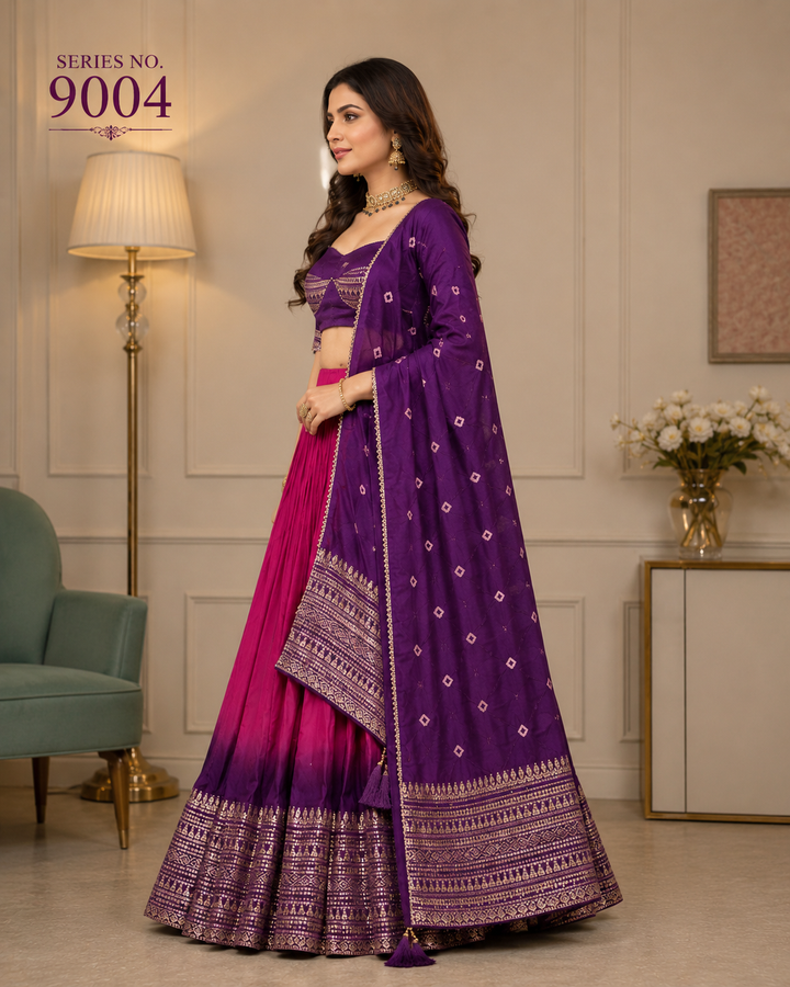 YJ FASHION Pink Banarasi Silk Lehenga Choli