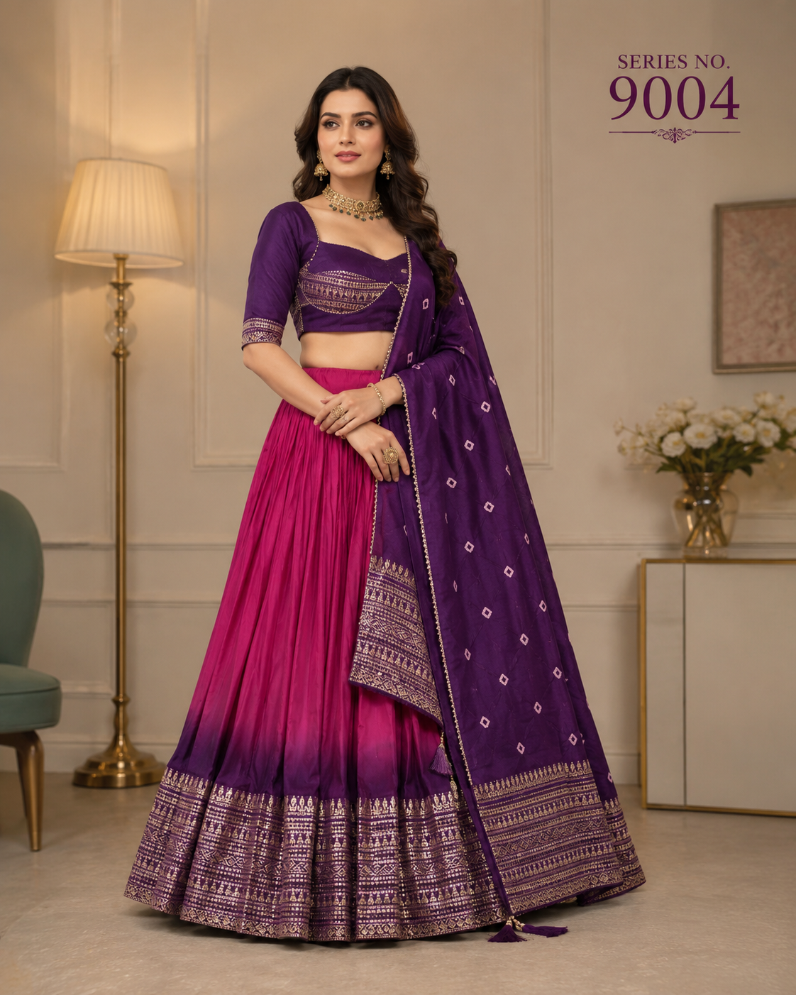 YJ FASHION Pink Banarasi Silk Lehenga Choli