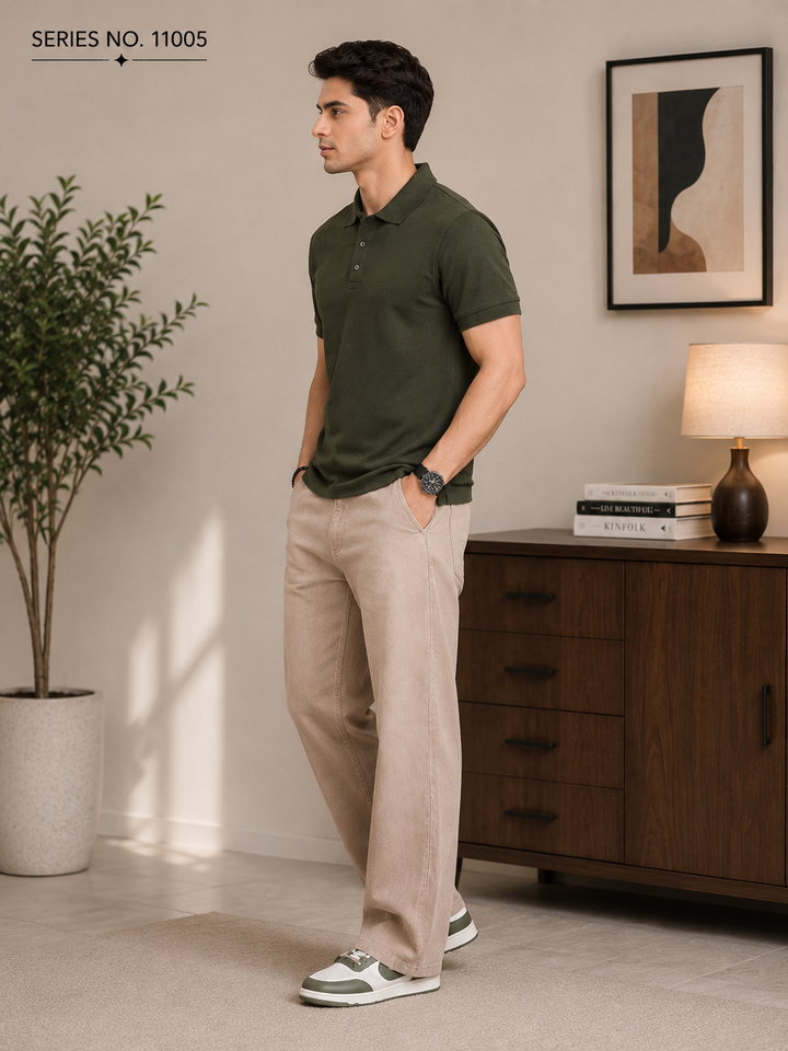 YJ FASHION Men's Solid Cotton Polo Collar T-Shirt