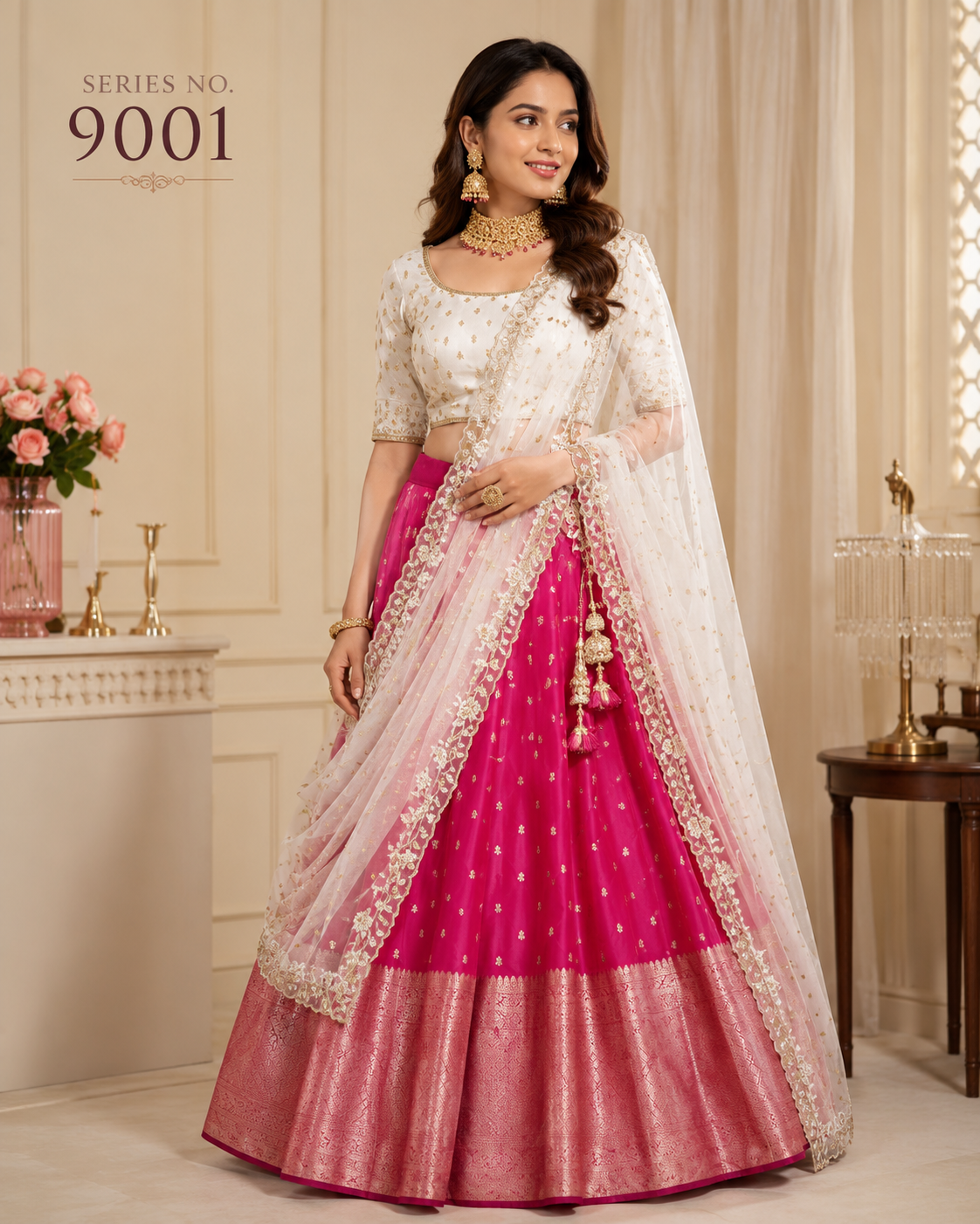 YJ FASHION Pink Banarasi Silk Lehenga Choli With Embroidered Dupatta